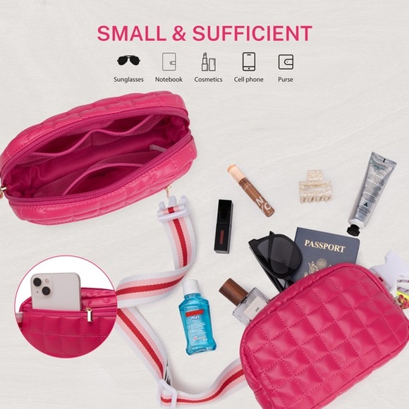 Women’s small sizes Pink Quilted Crossbody Bag - Picture 5 of 6